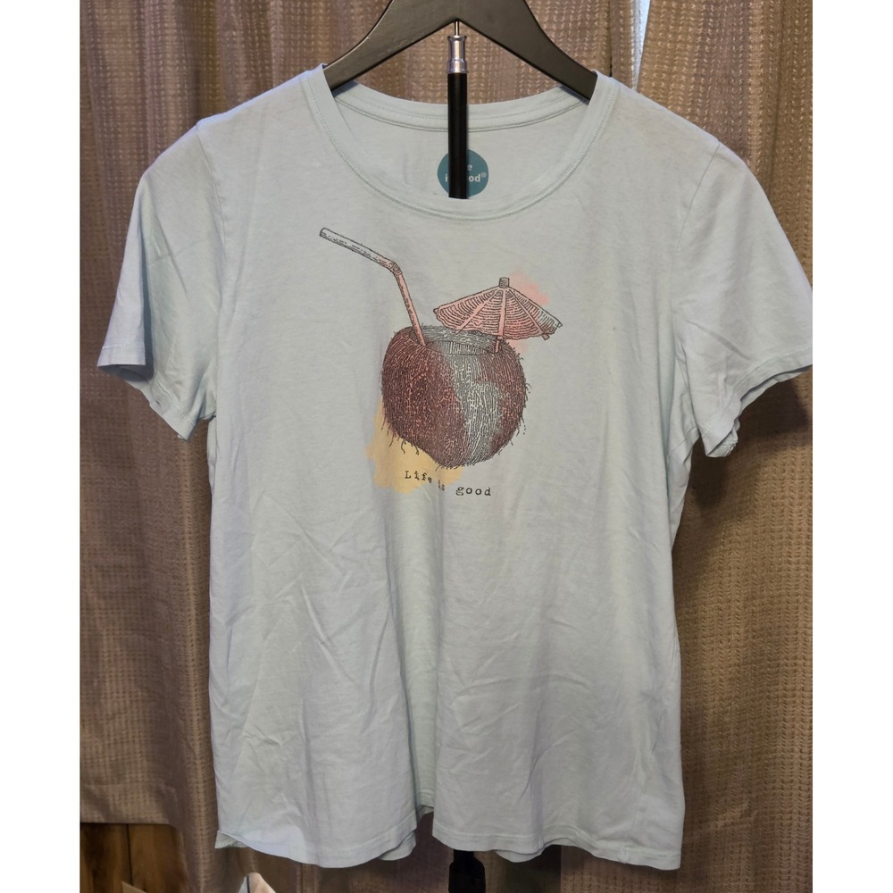 Life Is Good Classic Fit "Life Is Good" T-Shirt‎ Womens Medium Blue Coconut